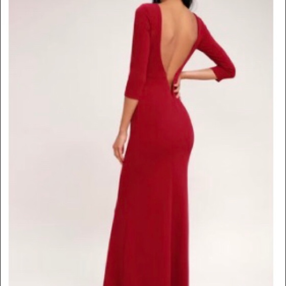 Lulus Kymber Wine Red Backless Maxi Dress